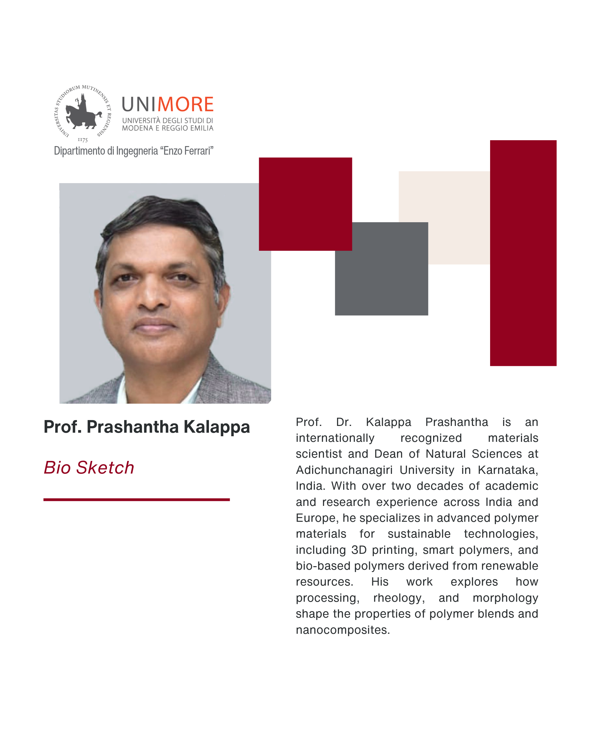 Due appuntamenti con il Prof. Kalappa Prashantha della Adichunchanagiri University, India, per esplorare nuove prospettive di ricerca tra salute ed energia.