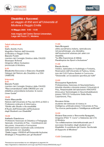 Convegno "Disabilità e successi: un viaggio di 850 anni all'università di Modena e Reggio Emilia"