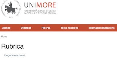 Rubrica UNIMORE